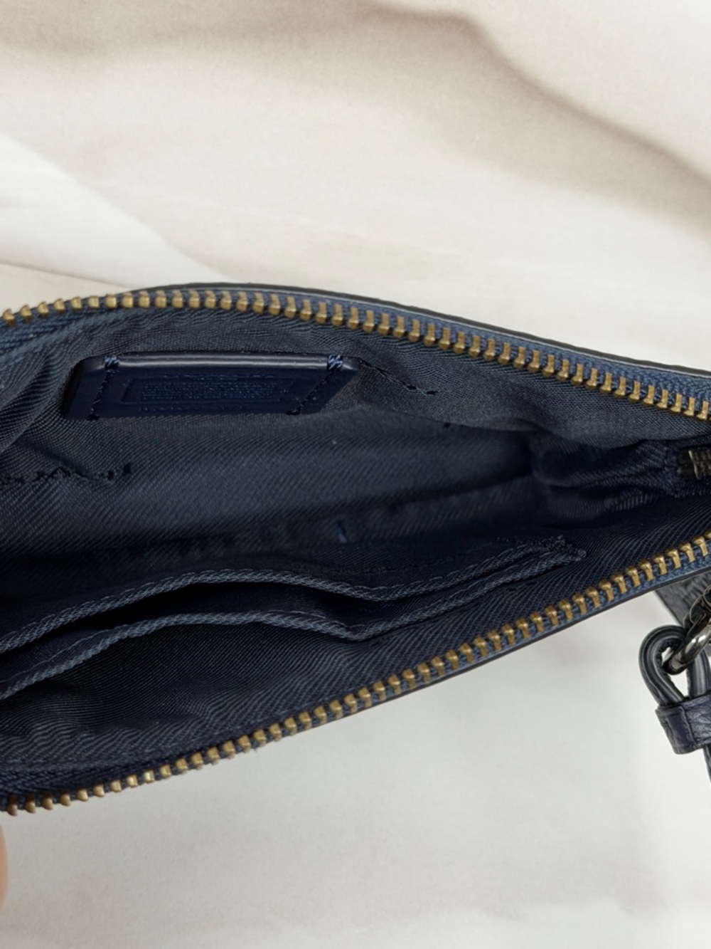 COACH Blue Multi Floral Leather Wristlet - Picture 7 of 13